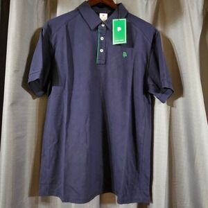 Flint Park Mens Navy Blue Organic Cotton Polyester Polo Shirt Size Large NEW